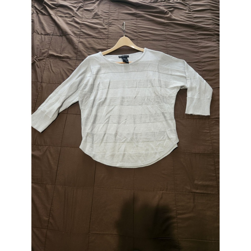 Design History Light Grey 3/4 Sleeve Knit Top Sweater Size Large